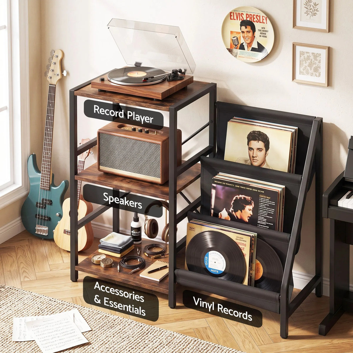 Artiss Record Player Stand with 3-Tier Vinyl Record Storage Turntable Stand - Image 7