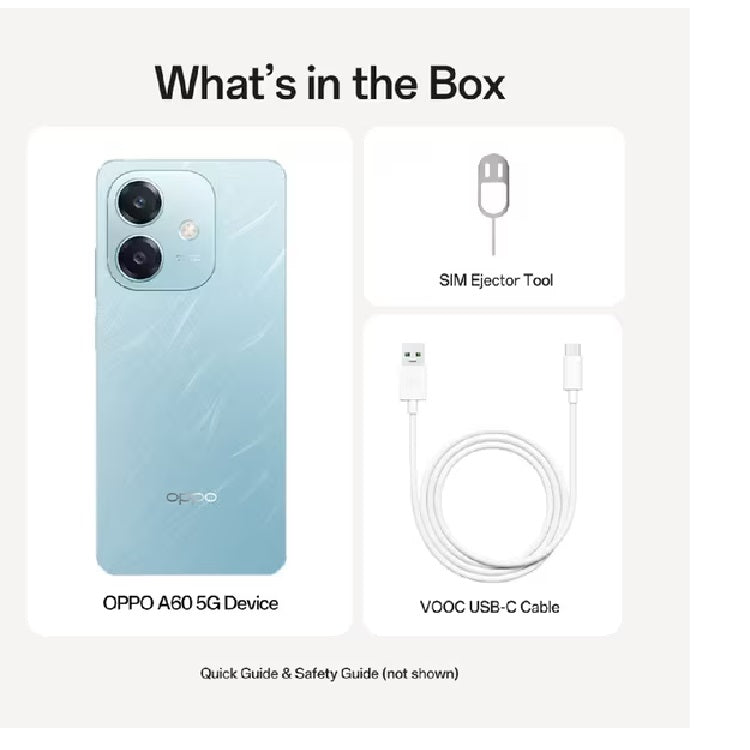 OPPO A60 5G 128GB - Ocean Blue (CPH2683AU Blue)*AU STOCK*, 6.67', HD+, 120Hz, 6GB/128GB, 50MP/5MP, Dual SIM, 5100mAh, 2 Years Warranty