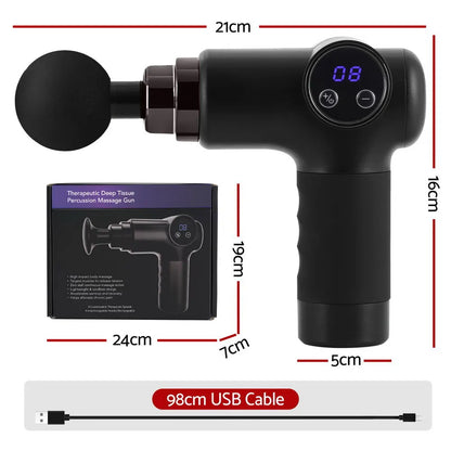Everfit Massage Gun 8 Speed 4 Heads Vibration Muscle Massager Chargeable Black - Image 2