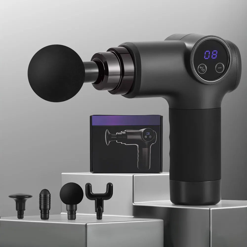 Everfit Massage Gun 8 Speed 4 Heads Vibration Muscle Massager Chargeable Black - Image 7