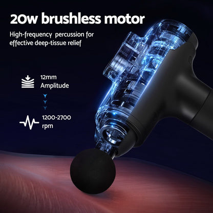 Everfit Massage Gun 30 Speed 8 Heads Vibration Muscle Massager Chargeable Black - Image 4