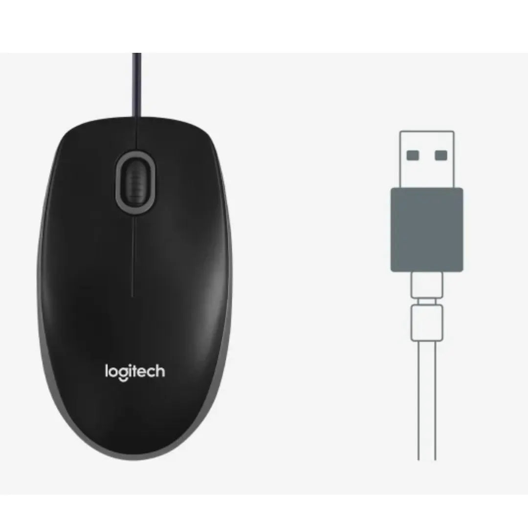 Logitech B100 Optical USB Mouse 800dpi for PC Laptop Mac Tux Full Size Comfort smooth mover 3yr wty - Image 2