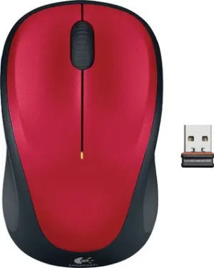 Logitech M235 Wireless Mouse Red Contoured design Glossy Comfort Grip Advanced Optical Tracking 1...