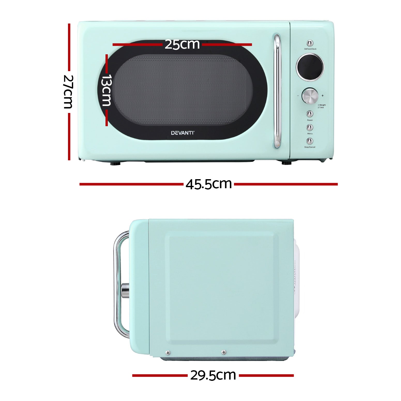 Devanti 20L Microwave Oven 700W Green - Image 3