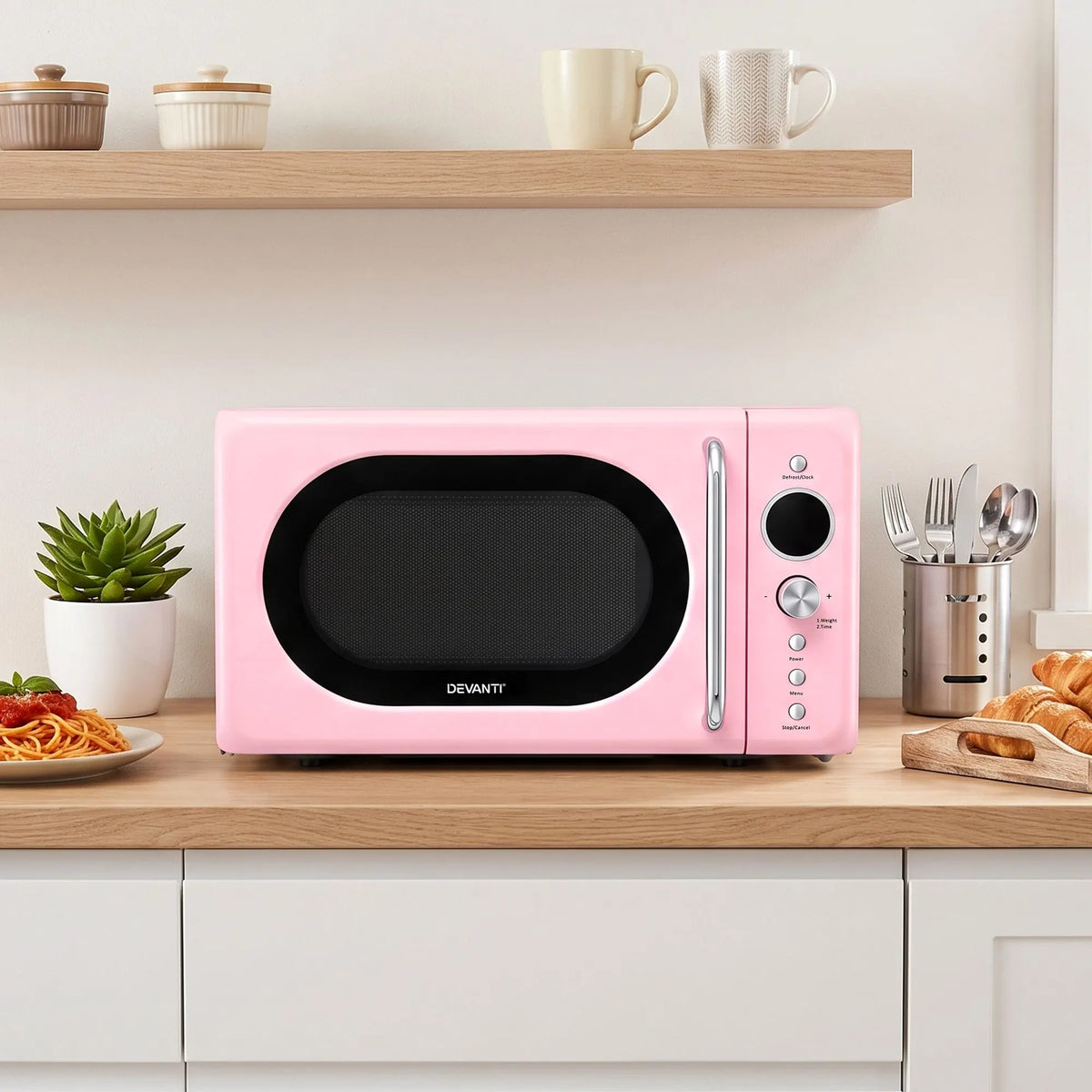Devanti 20L Microwave Oven 700W Pink - Image 9