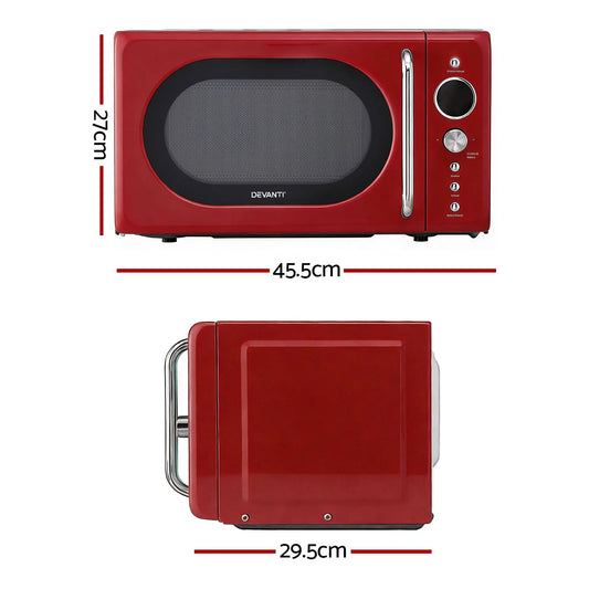 Devanti 20L Microwave Oven 700W Red - Image 2