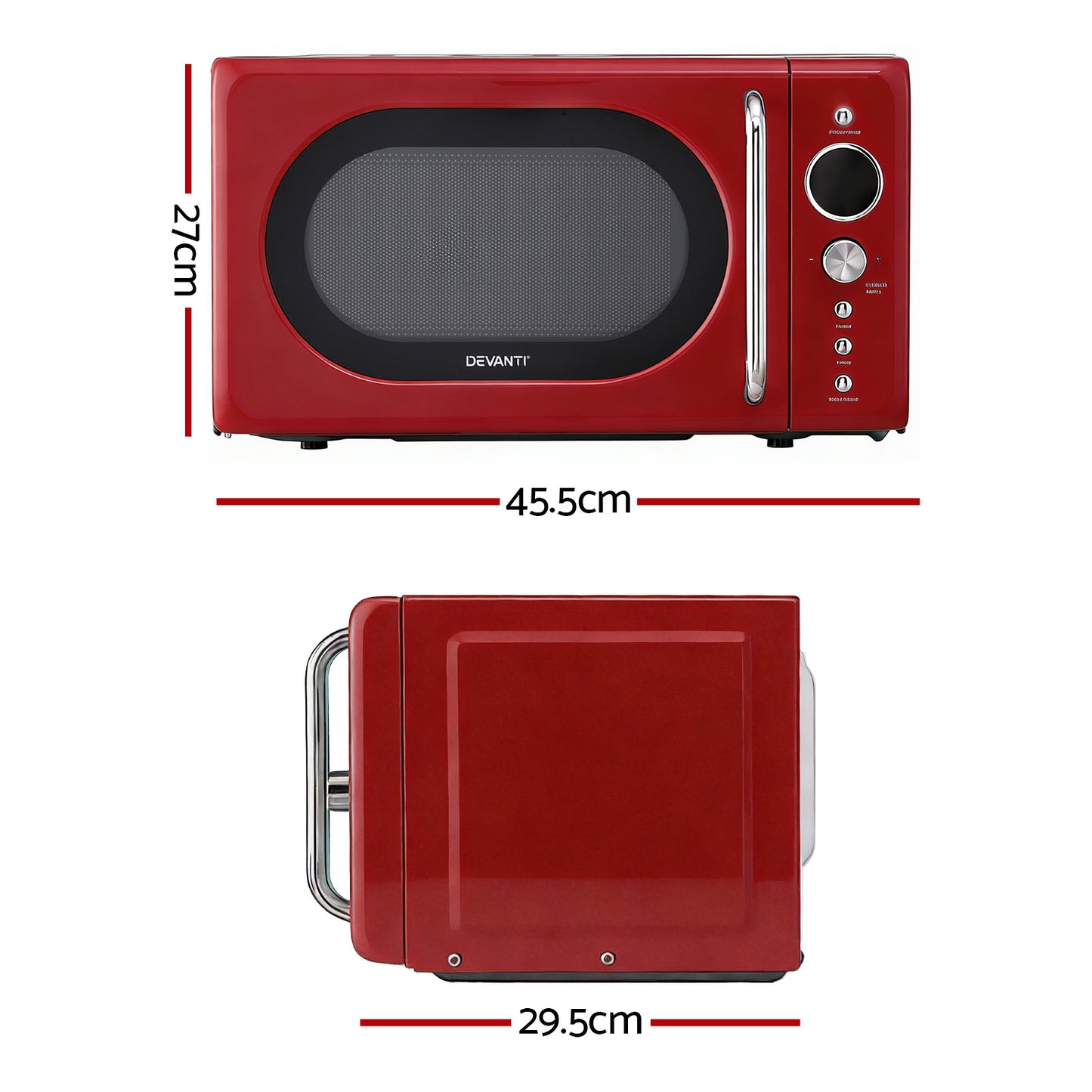 Devanti 20L Microwave Oven 700W Red - Image 3