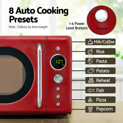 Devanti 20L Microwave Oven 700W Red - Image 5