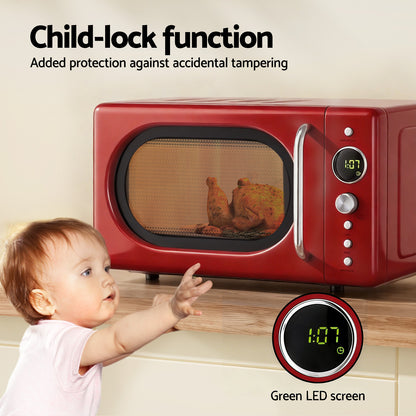 Devanti 20L Microwave Oven 700W Red - Image 7
