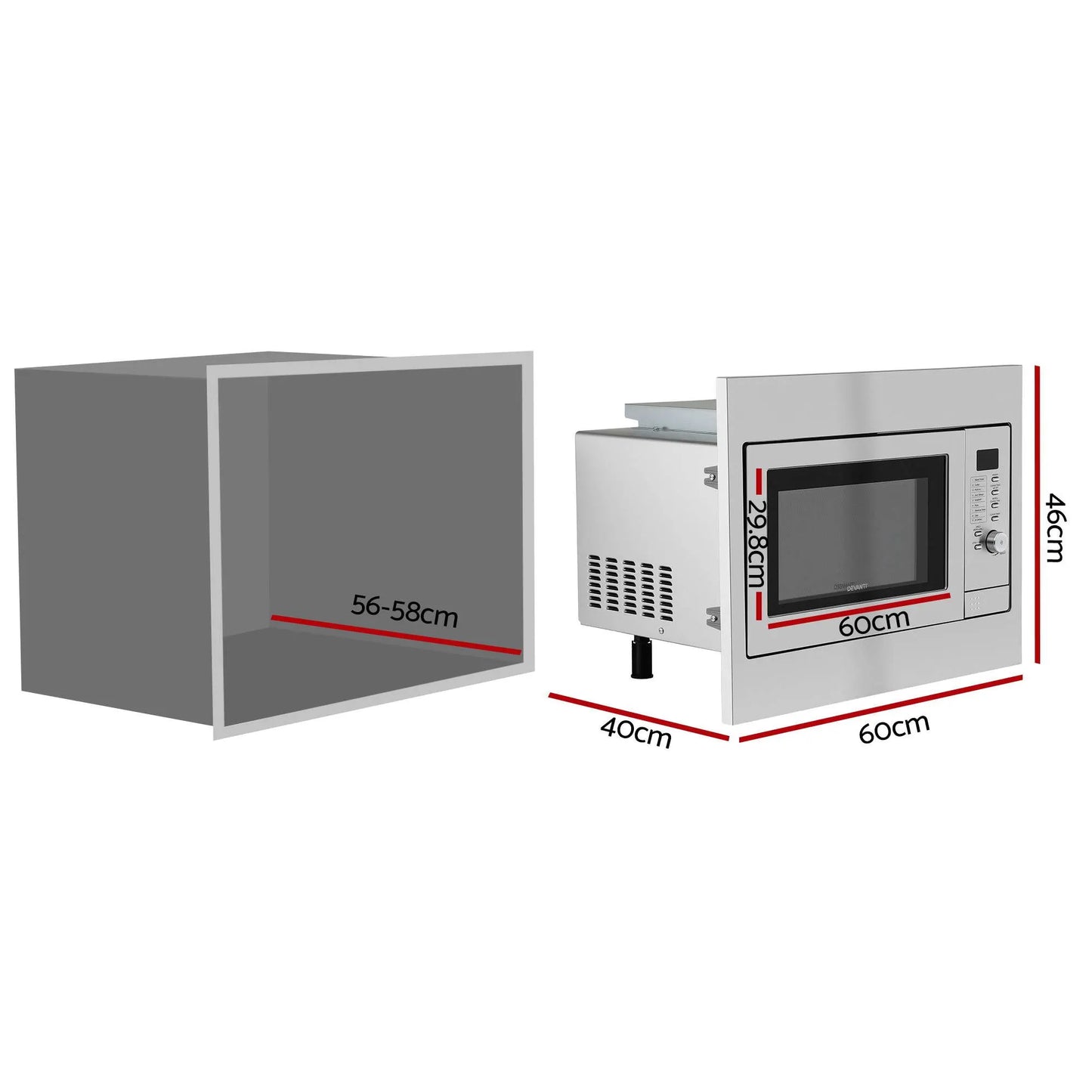 Devanti Built In Microwave Oven 30L Grill Air Fry Convection Silver - Image 2