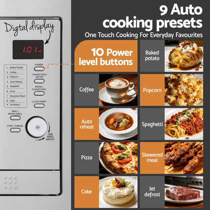 Devanti Built In Microwave Oven 30L Grill Air Fry Convection Silver - Image 6