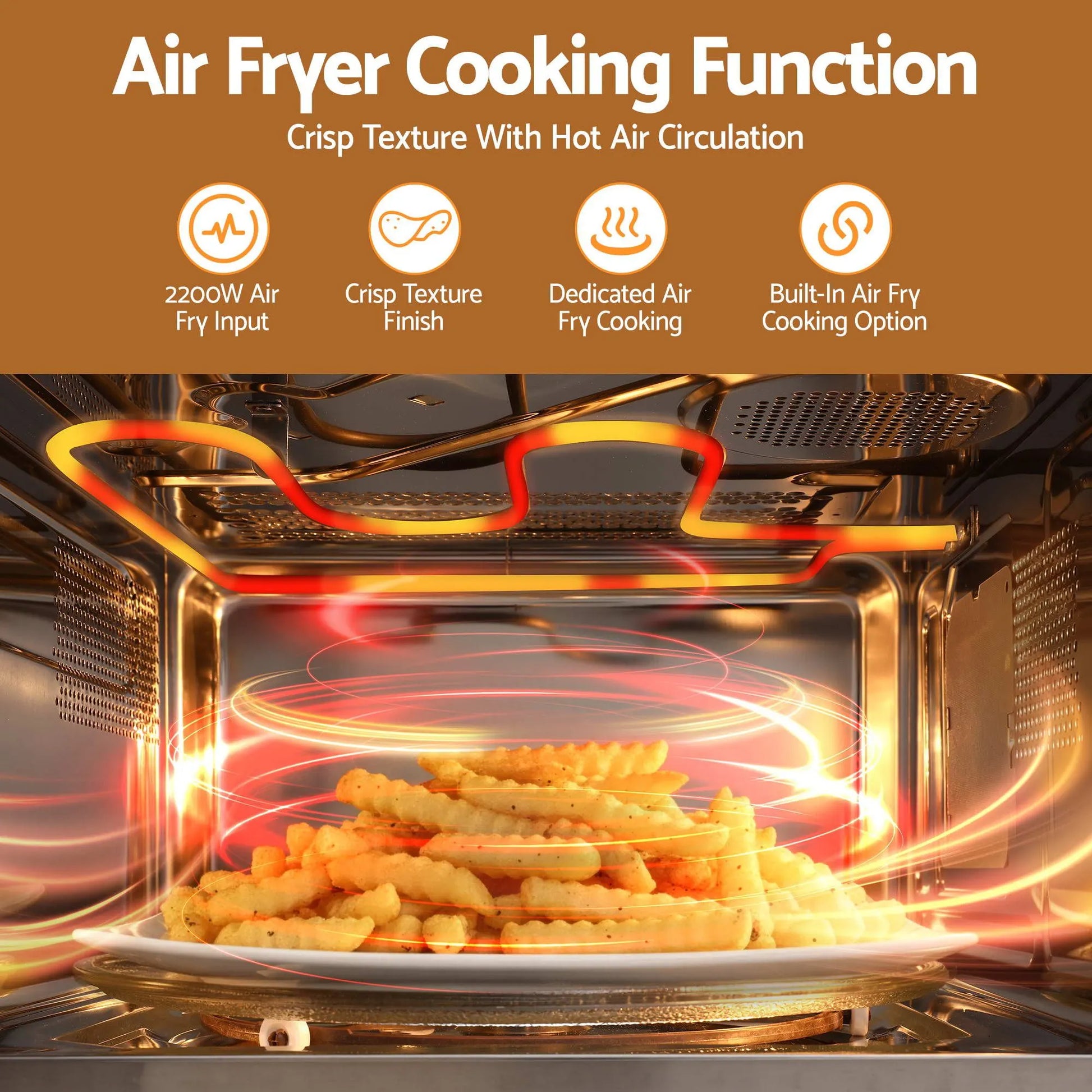 Devanti Built In Microwave Oven 30L Grill Air Fry Convection Silver - Image 7
