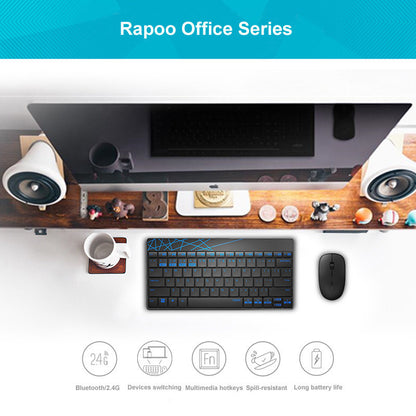 RAPOO 8000M Compact Wireless Multi-mode Bluetooth, 2.4Ghz, 3 Device Keyboard and Mouse Combo - Ke... - Image 2