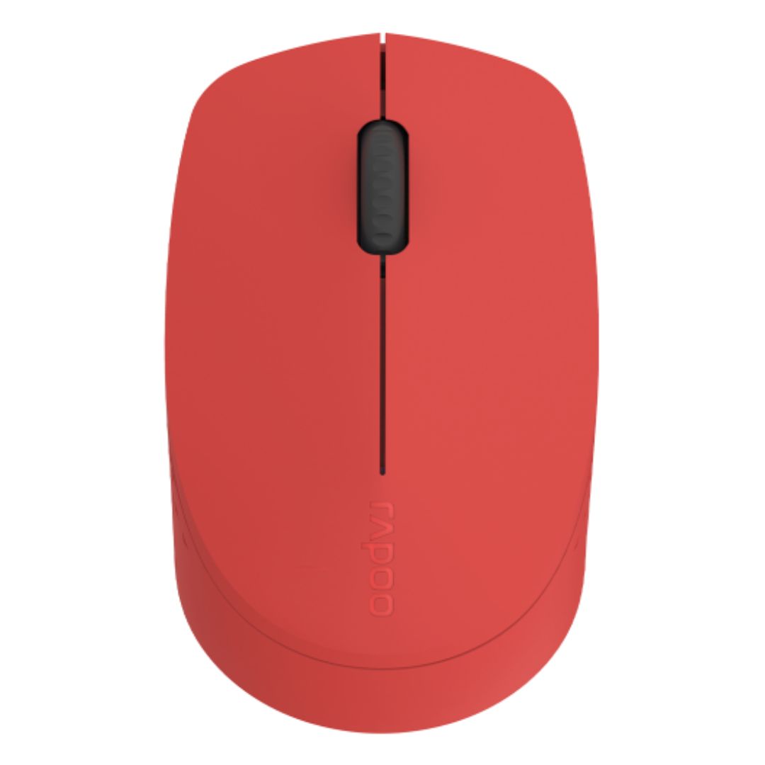 RAPOO M100 2.4GHz  Bluetooth 3 / 4 Quiet Click Wireless Mouse Red - 1300dpi Connects up to 3 Devices, Up to 9 months Battery Life