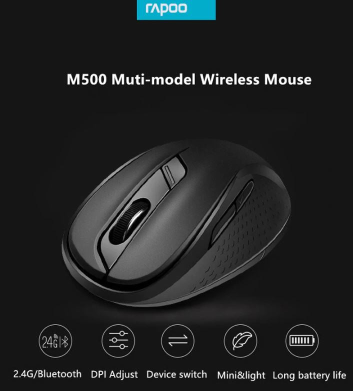 RAPOO M500 Multi-Mode, Silent, Bluetooth, 2.4Ghz, 3 device Wireless Optical Mouse - Simultaneousl... - Image 2