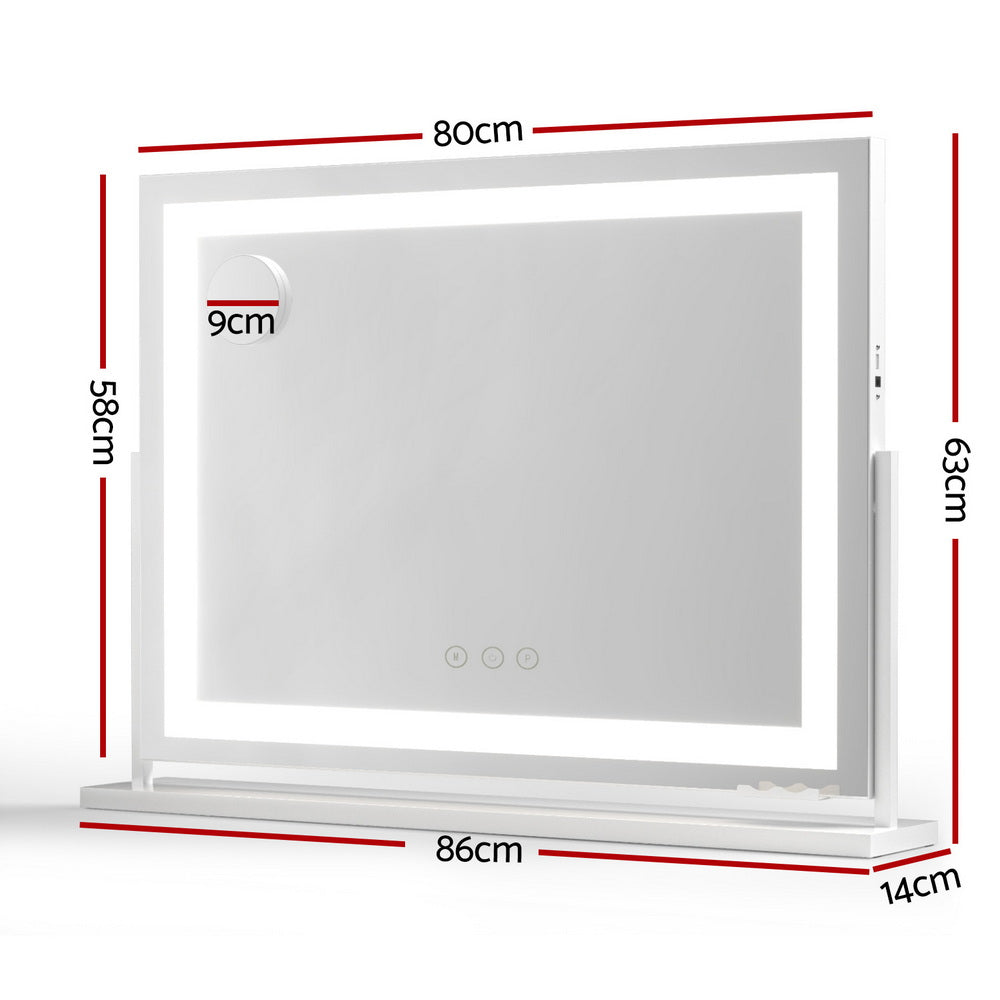 Embellir Makeup Mirror 80x58cm 360～ Rotatable Vanity Mirror with Lights Bright Light Strip Adjustable - Image 2