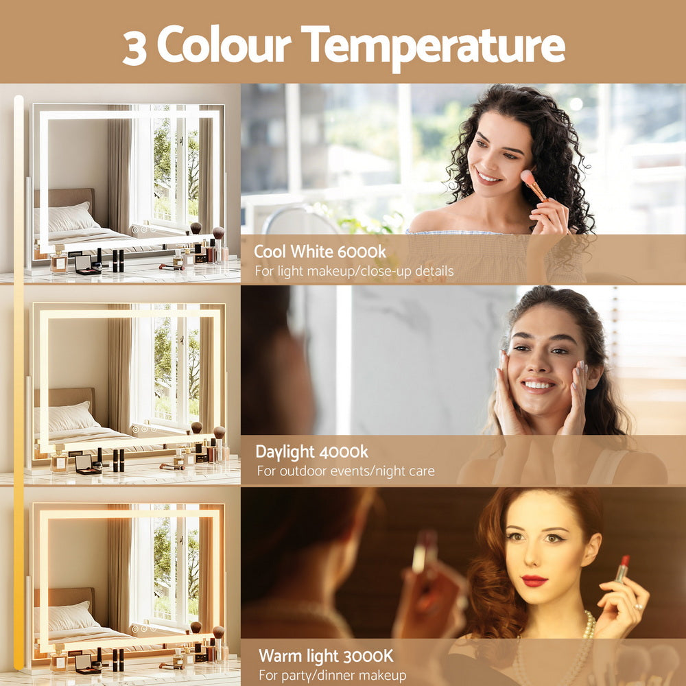 Embellir Makeup Mirror 80x58cm 360～ Rotatable Vanity Mirror with Lights Bright Light Strip Adjustable - Image 4