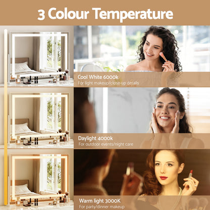 Embellir Makeup Mirror 80x58cm 360～ Rotatable Vanity Mirror with Lights Bright Light Strip Adjustable - Image 4
