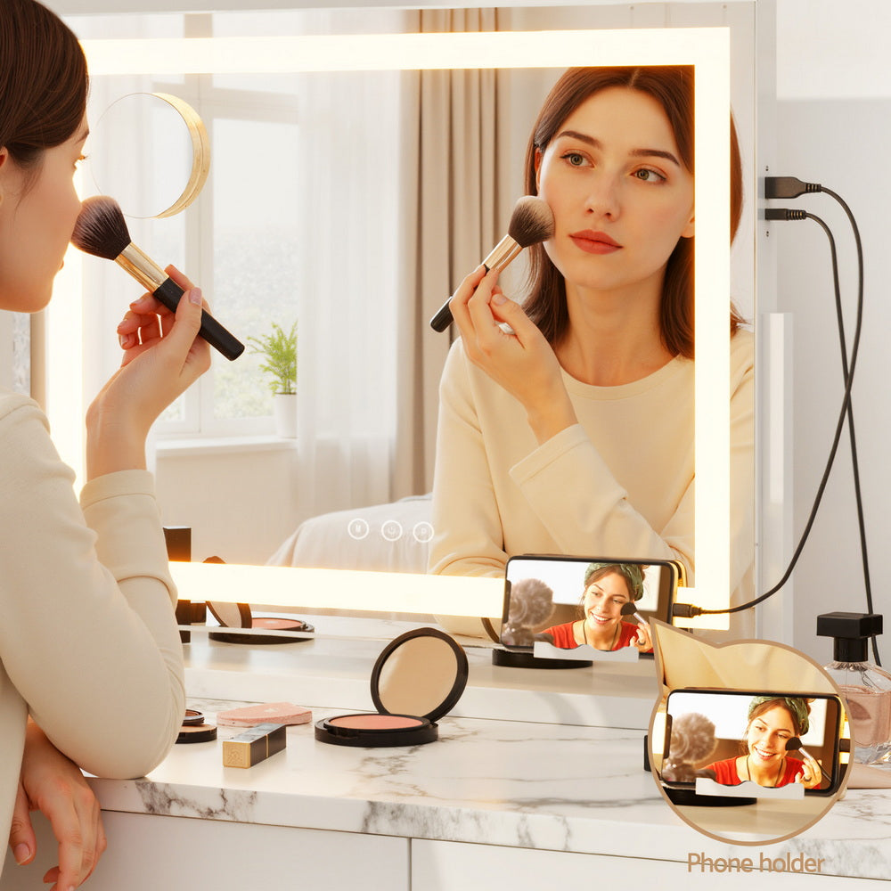 Embellir Makeup Mirror 80x58cm 360～ Rotatable Vanity Mirror with Lights Bright Light Strip Adjustable - Image 6