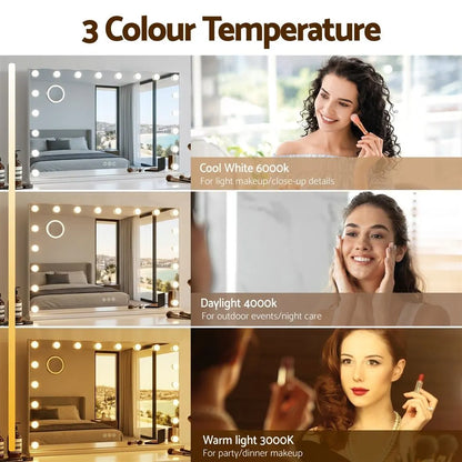 Embellir 90x60cm Makeup Mirror Large Hollywood Vanity Mirror with 18 Dimmable LED Bulbs - Image 4