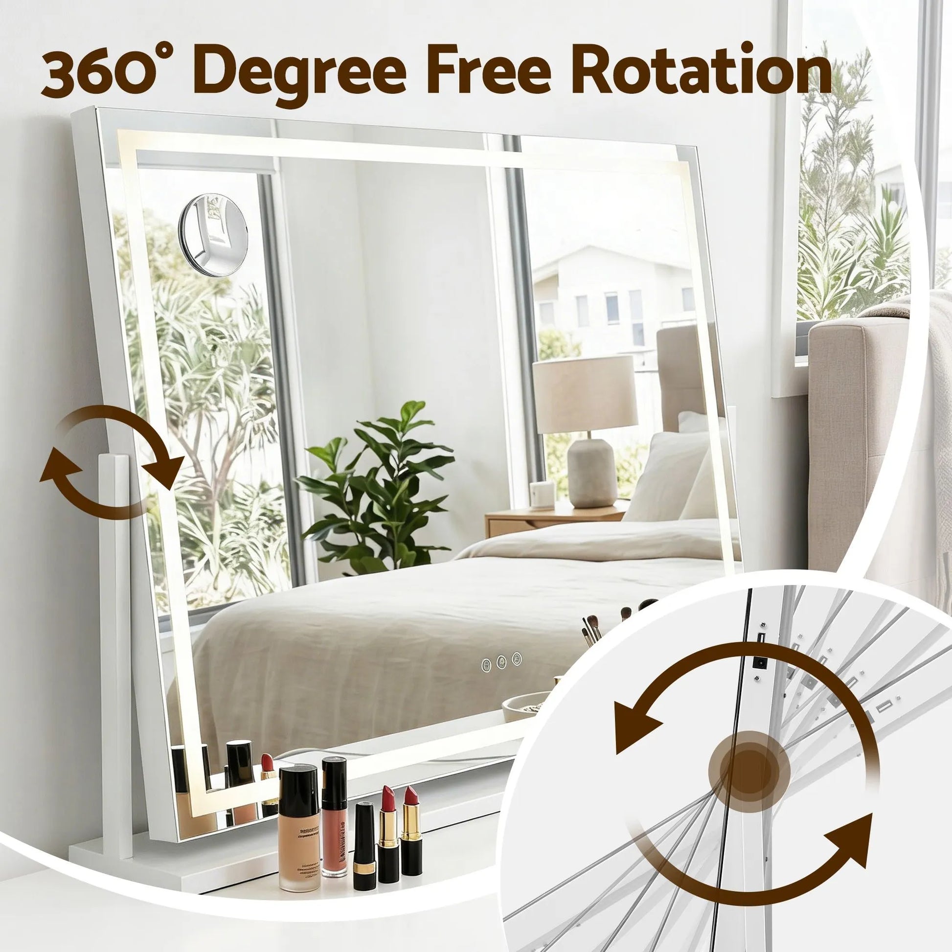 Embellir 90x60cm Makeup Mirror 360 degree Rotatable Vanity Mirror 10x magnifing - Image 6