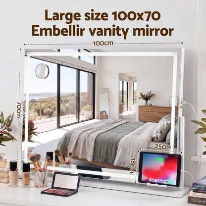 Embellir 100x70cm Makeup Mirror 360 degree Rotatable Vanity Mirror 10x magnifing - Image 7