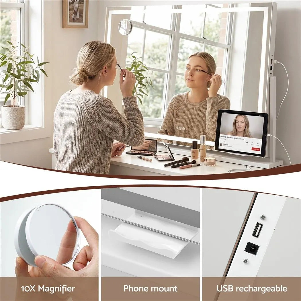 Embellir 100x70cm Makeup Mirror 360 degree Rotatable Vanity Mirror 10x magnifing - Image 9