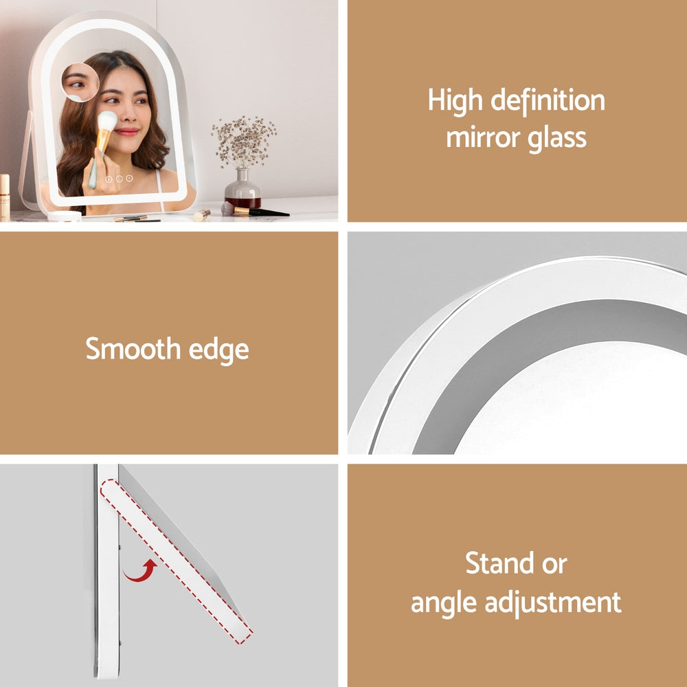 Embellir Makeup Mirror 35x45cm Dressing Vanity LED Stripe Light with 5x Magnification Rotation White Arch - Image 6