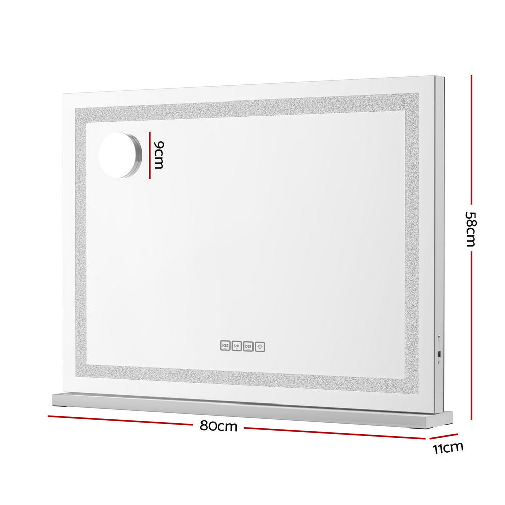 Embellir Bluetooth Makeup Mirror 80x58cm Hollywood Vanity with LED Light Crystal - Image 2