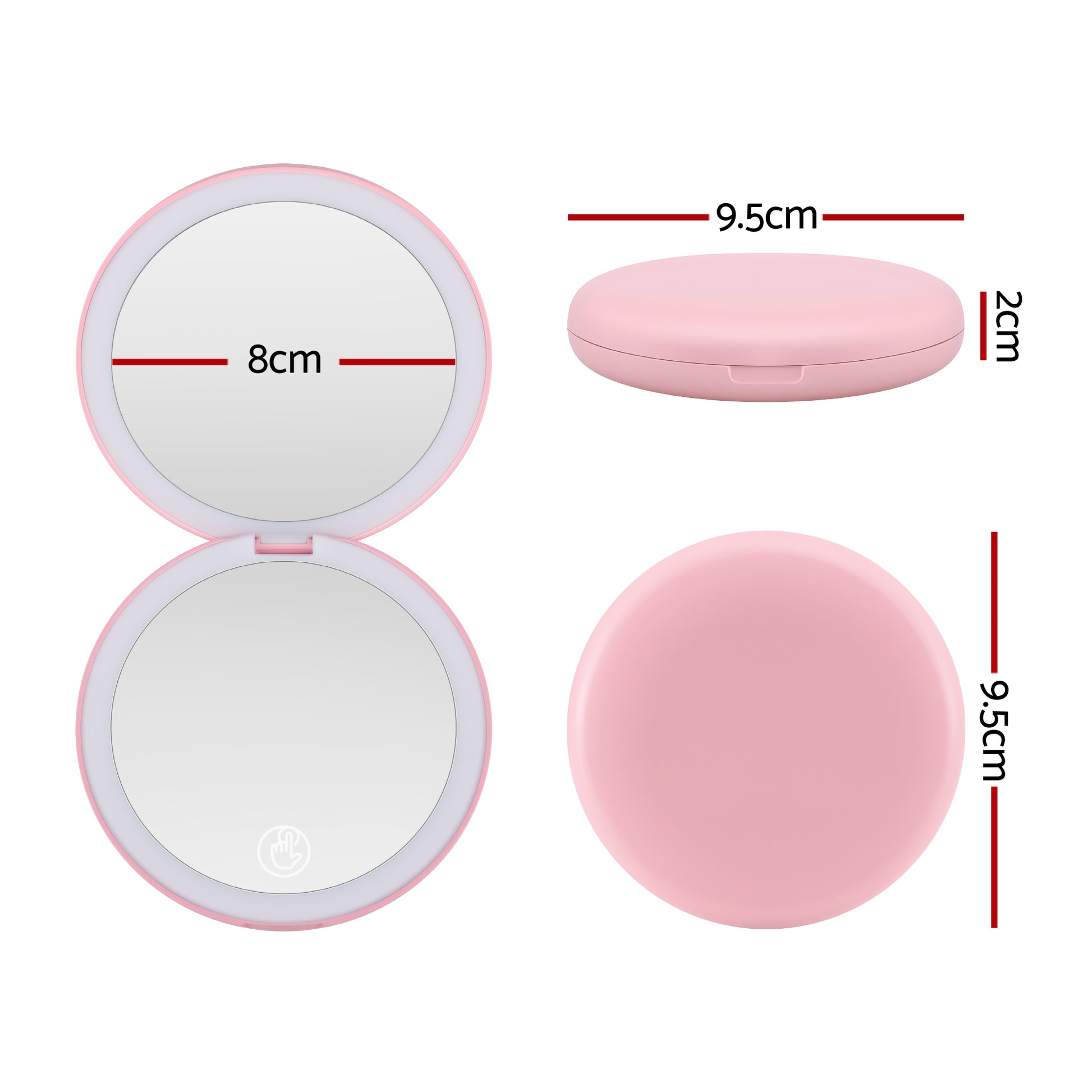 Embellir LED Compact Mirror Lighted Travel Makeup Mirror Pocket-Sized 1x 10x Magnification Round Pink - Image 2