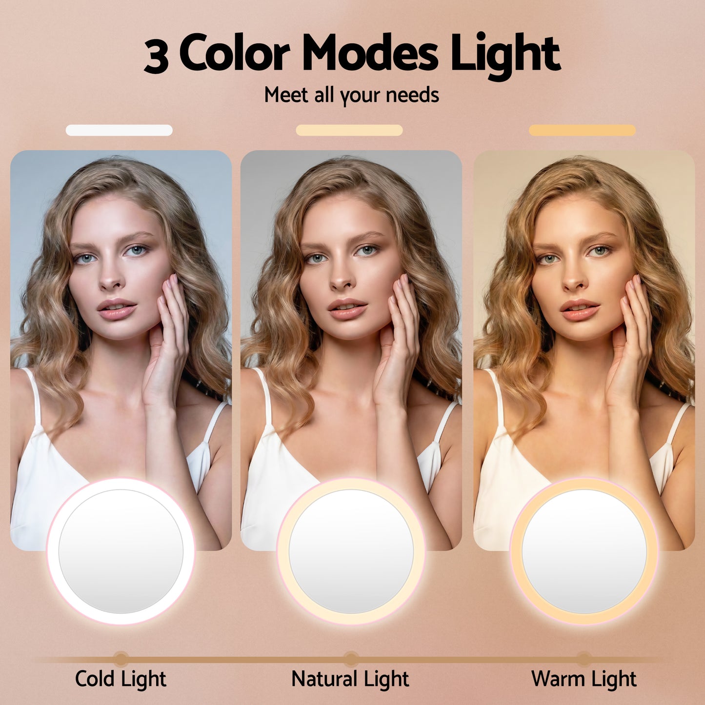 Embellir LED Compact Mirror Lighted Travel Makeup Mirror Pocket-Sized 1x 10x Magnification Round Pink - Image 5