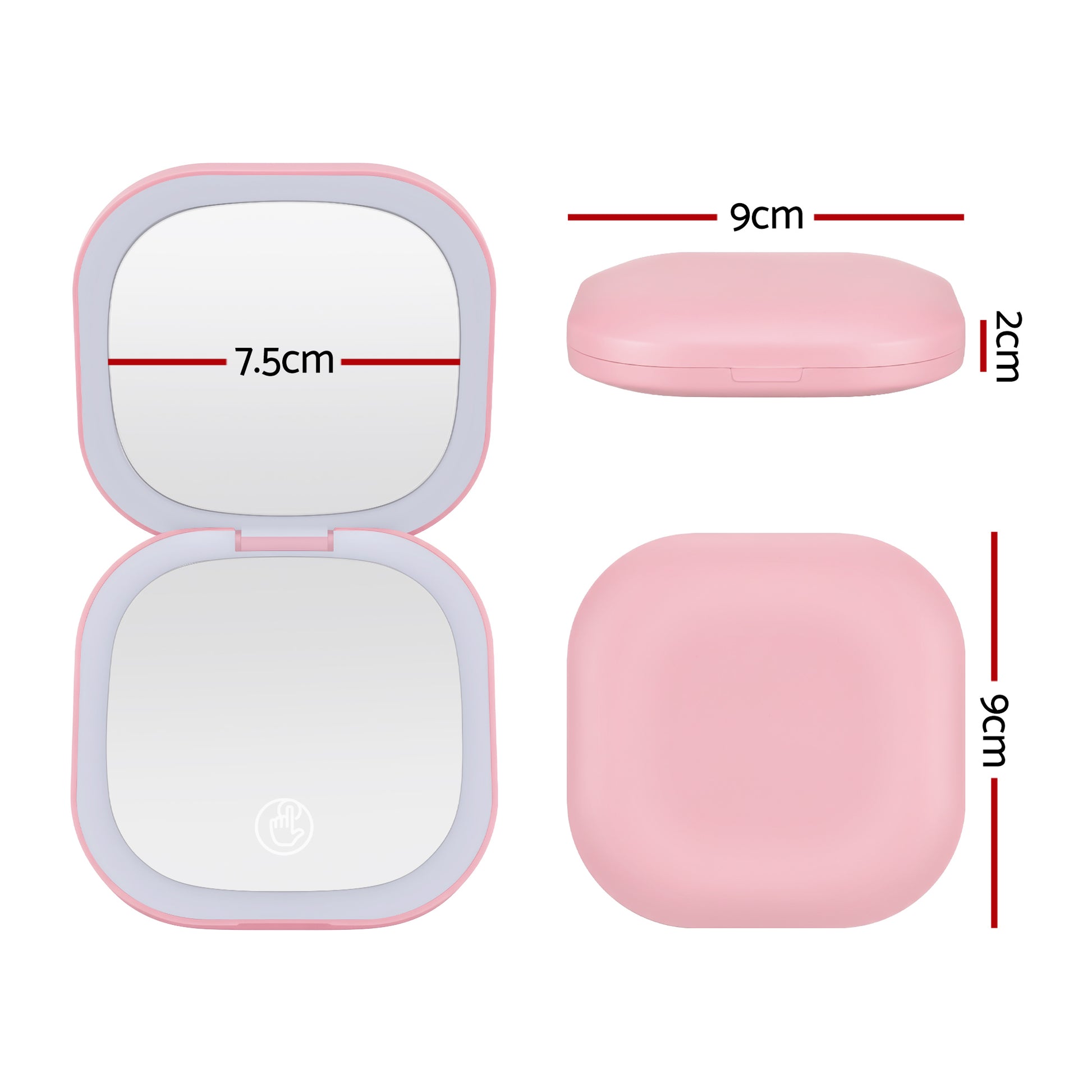 Embellir LED Compact Mirror Lighted Travel Makeup Mirror Pocket-Sized 1x 10x Magnification Square Pink - Image 2