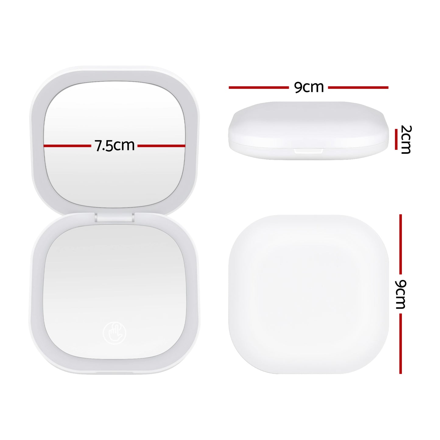 Embellir LED Compact Mirror Lighted Travel Makeup Mirror Pocket-Sized 1x 10x Magnification Square White - Image 2