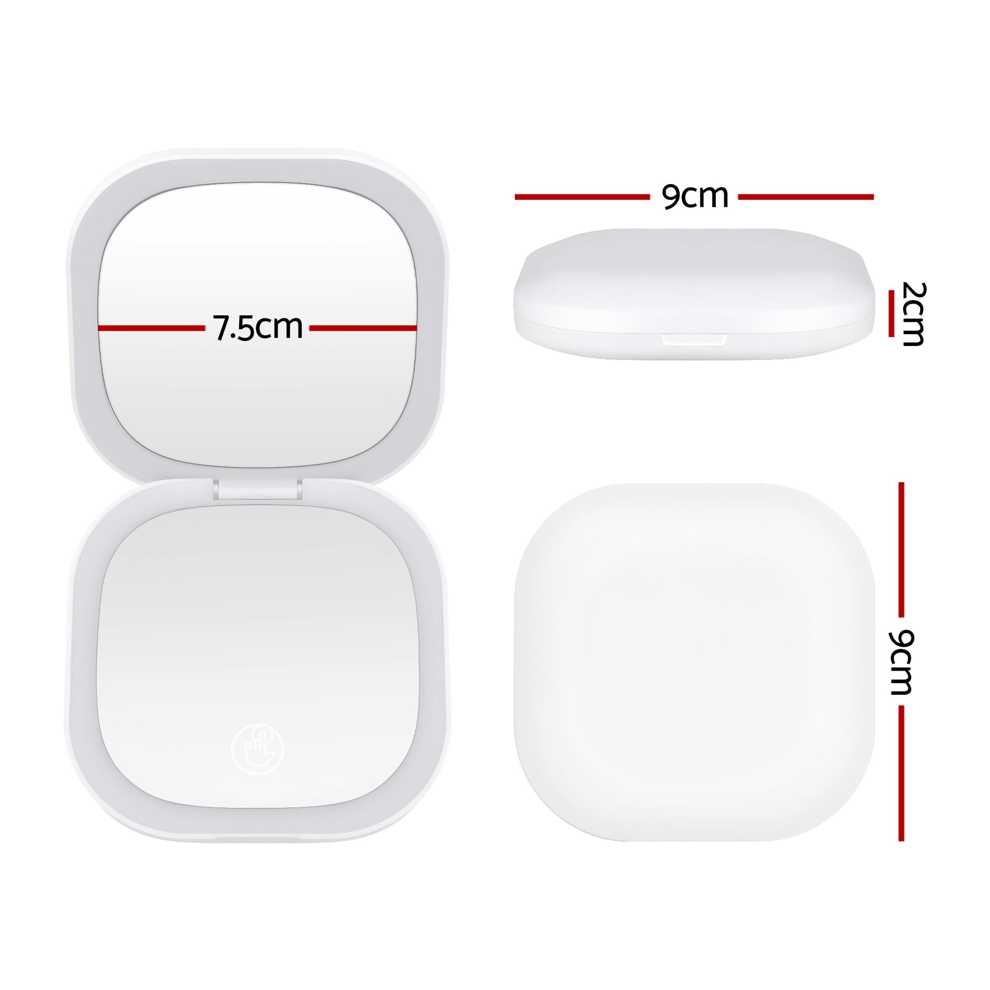 Embellir LED Compact Mirror Lighted Travel Makeup Mirror Pocket-Sized 1x 10x Magnification Square White - Image 2
