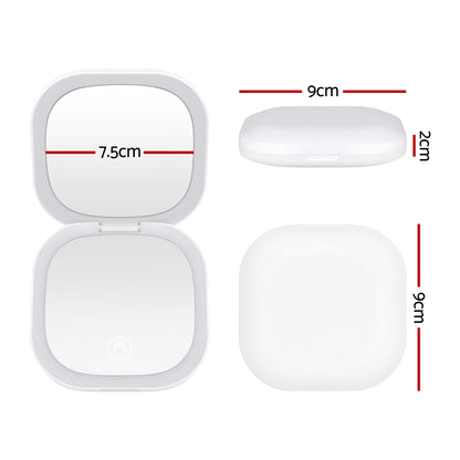 Embellir LED Compact Mirror Lighted Travel Makeup Mirror Pocket-Sized 1x 10x Magnification Square White - Image 2