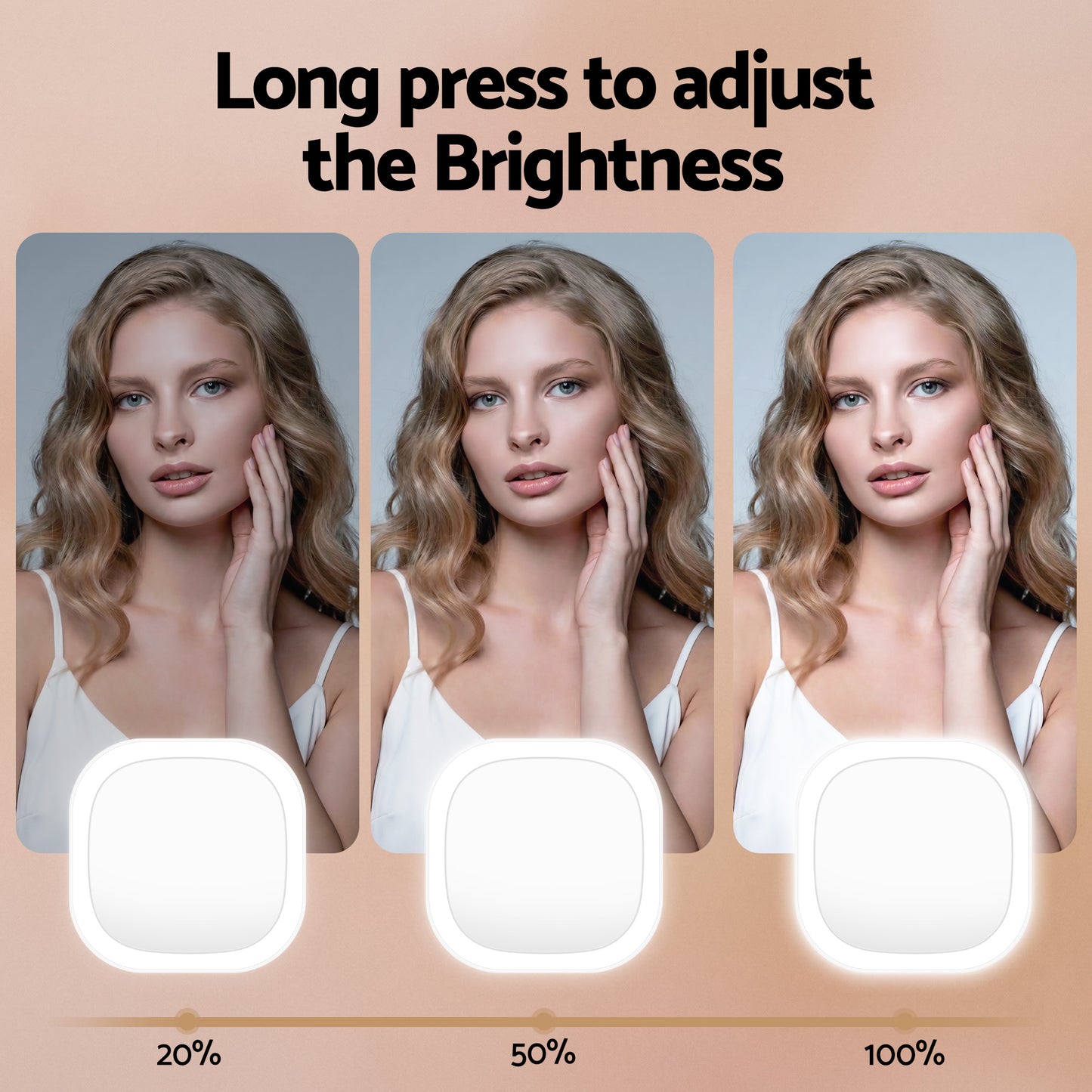Embellir LED Compact Mirror Lighted Travel Makeup Mirror Pocket-Sized 1x 10x Magnification Square White - Image 6