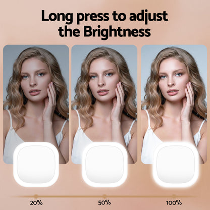 Embellir LED Compact Mirror Lighted Travel Makeup Mirror Pocket-Sized 1x 10x Magnification Square White - Image 6