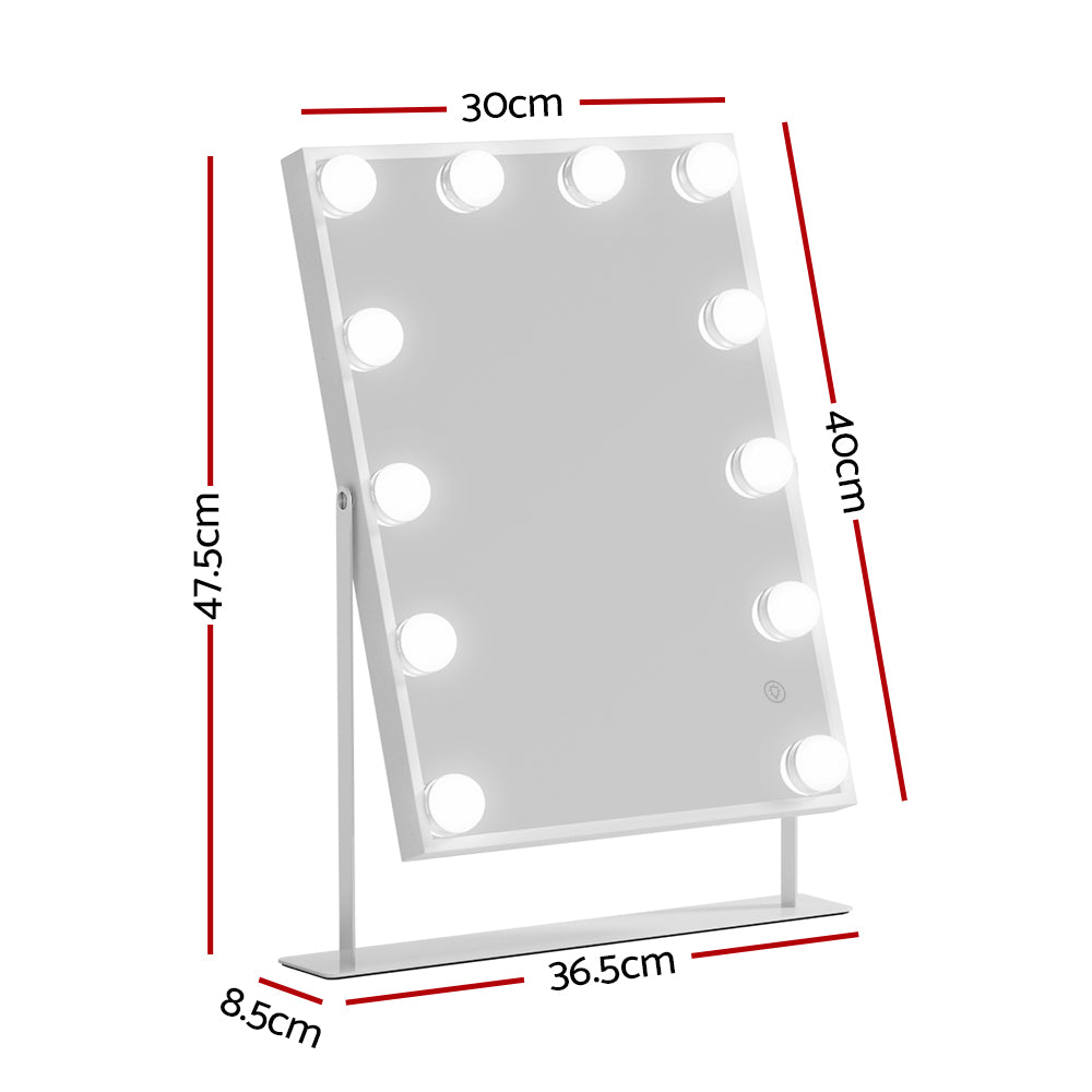 Embellir Bluetooth Makeup Mirror 30x40cm Hollywood Vanity with LED Light White - Image 2