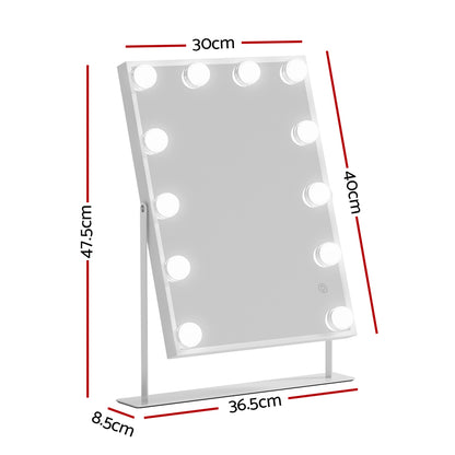 Embellir Bluetooth Makeup Mirror 30x40cm Hollywood Vanity with LED Light White - Image 2