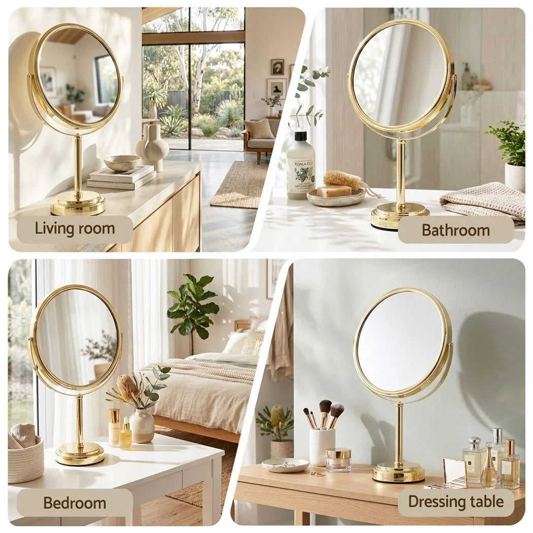 Embellir Makeup Mirror 20x20cm 1X 5X Magnifying Rotation Tabletop Gold - Image 7