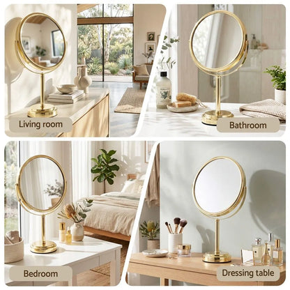 Embellir Makeup Mirror 20x20cm 1X 5X Magnifying Rotation Tabletop Gold - Image 7