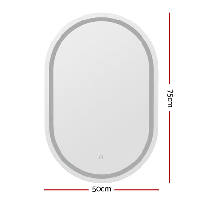 Embellir 2 LED Wall Mirror With Light 50X75CM Bathroom Decor Oval Mirrors Vanity - Image 2