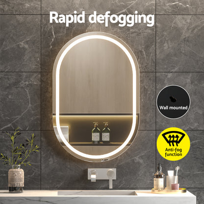 Embellir 2 LED Wall Mirror With Light 50X75CM Bathroom Decor Oval Mirrors Vanity - Image 6