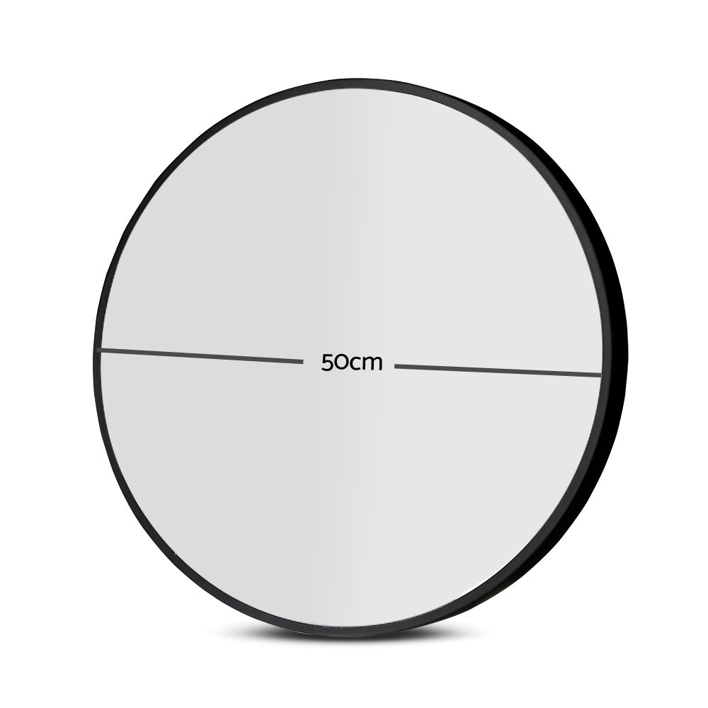 Embellir 2 Wall Mirror Makeup 50cm Home Decor Framed Mirrors Bathroom Round Black - Image 2