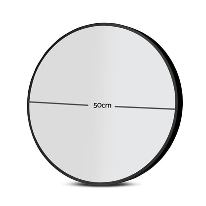 Embellir 2 Wall Mirror Makeup 50cm Home Decor Framed Mirrors Bathroom Round Black - Image 2