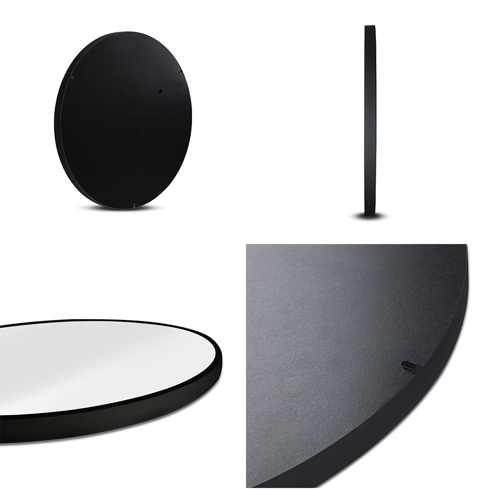 Embellir 2 Wall Mirror Makeup 50cm Home Decor Framed Mirrors Bathroom Round Black - Image 3