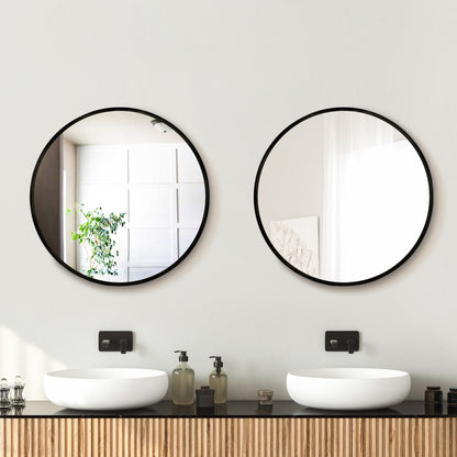 Embellir 2 Wall Mirror Makeup 50cm Home Decor Framed Mirrors Bathroom Round Black - Image 7