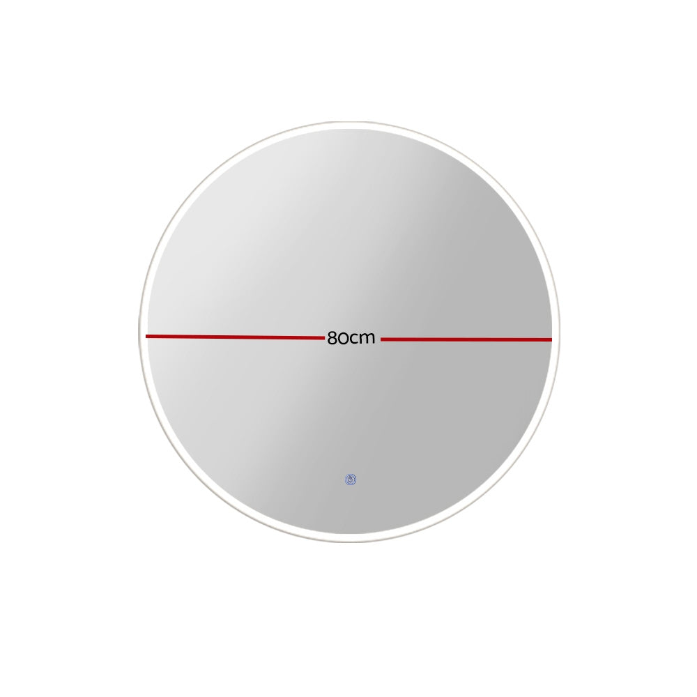 Embellir 2 Wall Mirror 80cm with Led light Makeup Home Decor Bathroom Round Vanity - Image 2