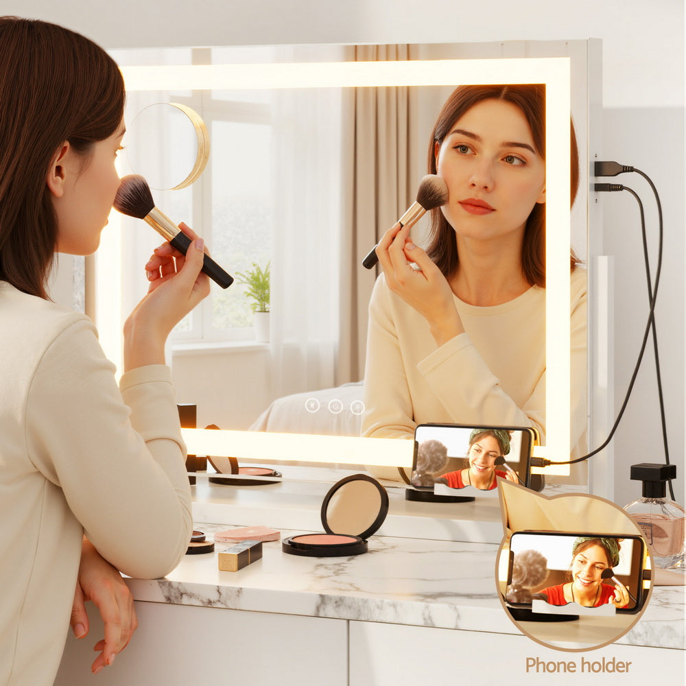 Embellir Makeup Mirror 58x46cm 360～ Rotatable Vanity Mirror with Lights Bright Light Strip Adjustable - Image 6