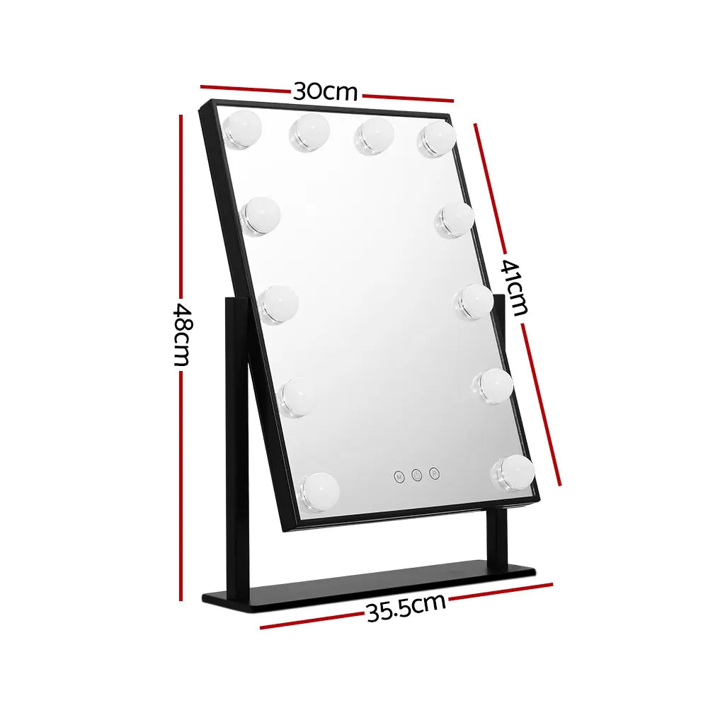 Embellir Makeup Mirror 30x48cm Hollywood Vanity with LED Light Rotation Tabletop - Image 2